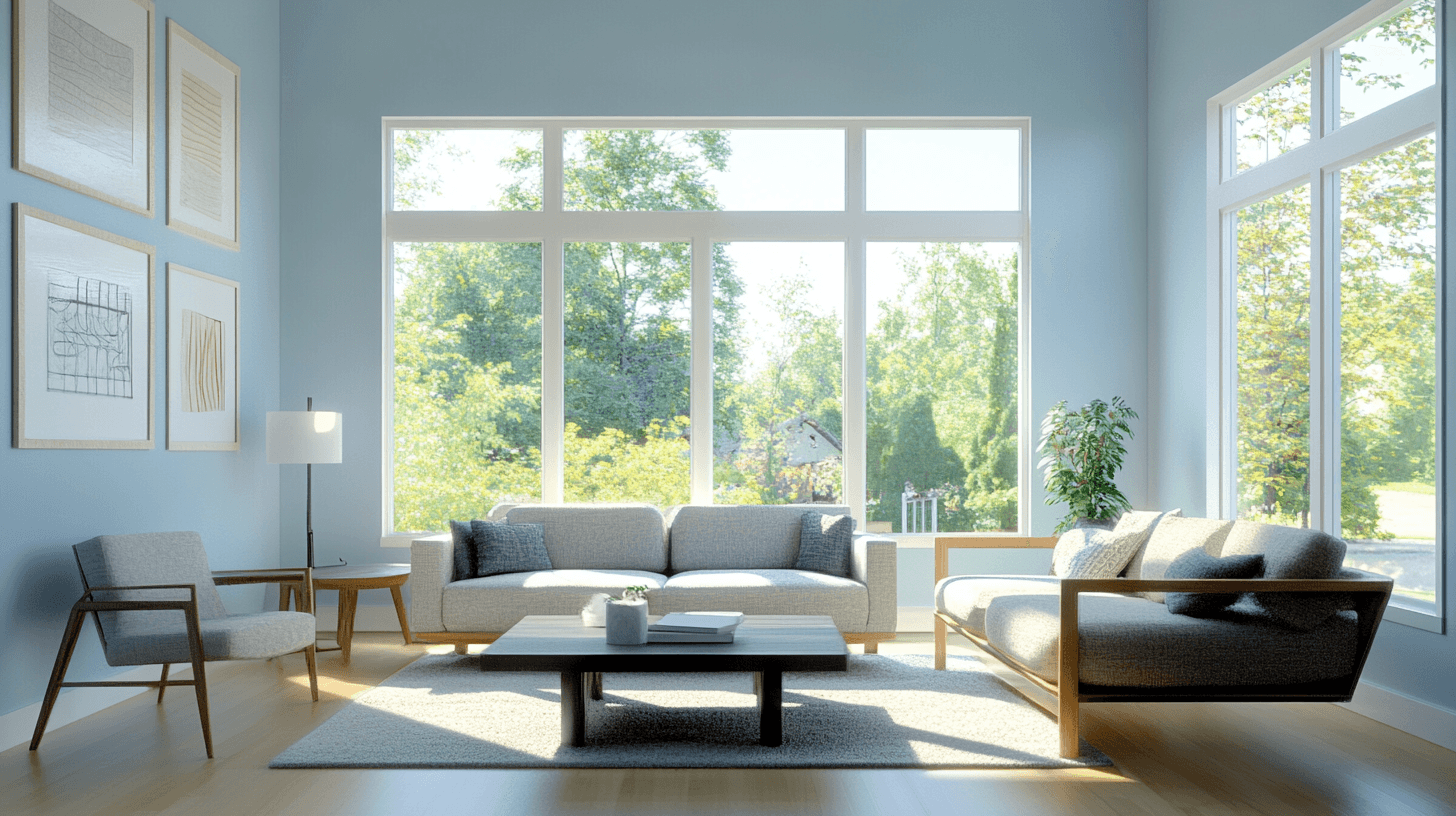 Light blue in the living room: Freshness and spaciousness for the space