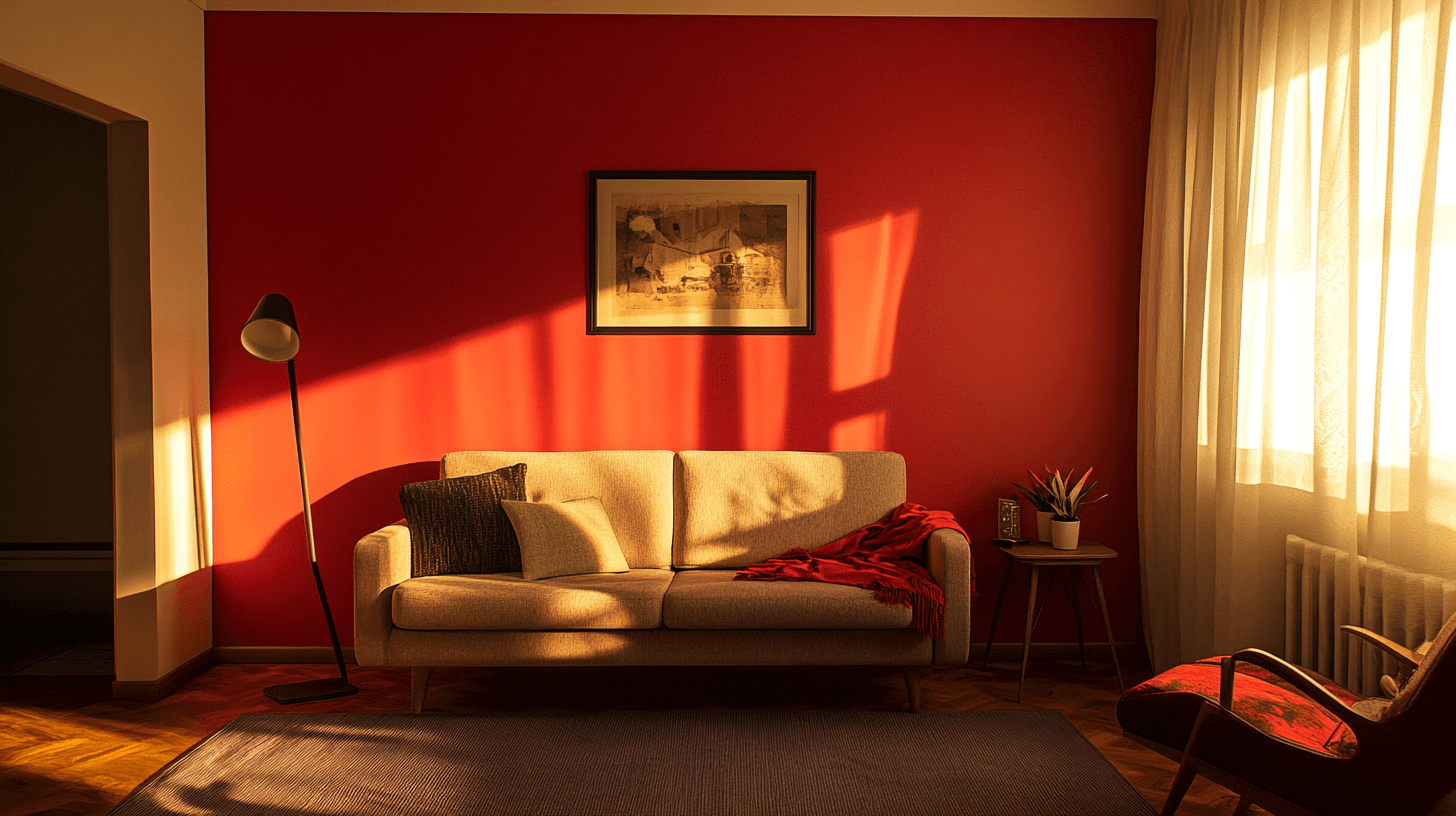 Red wall design for a vibrant atmosphere