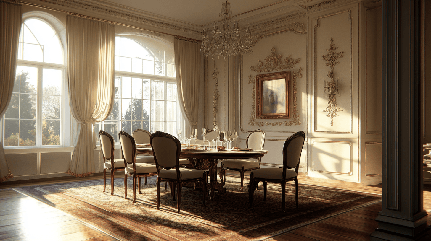 Color design and materials in the classic dining room