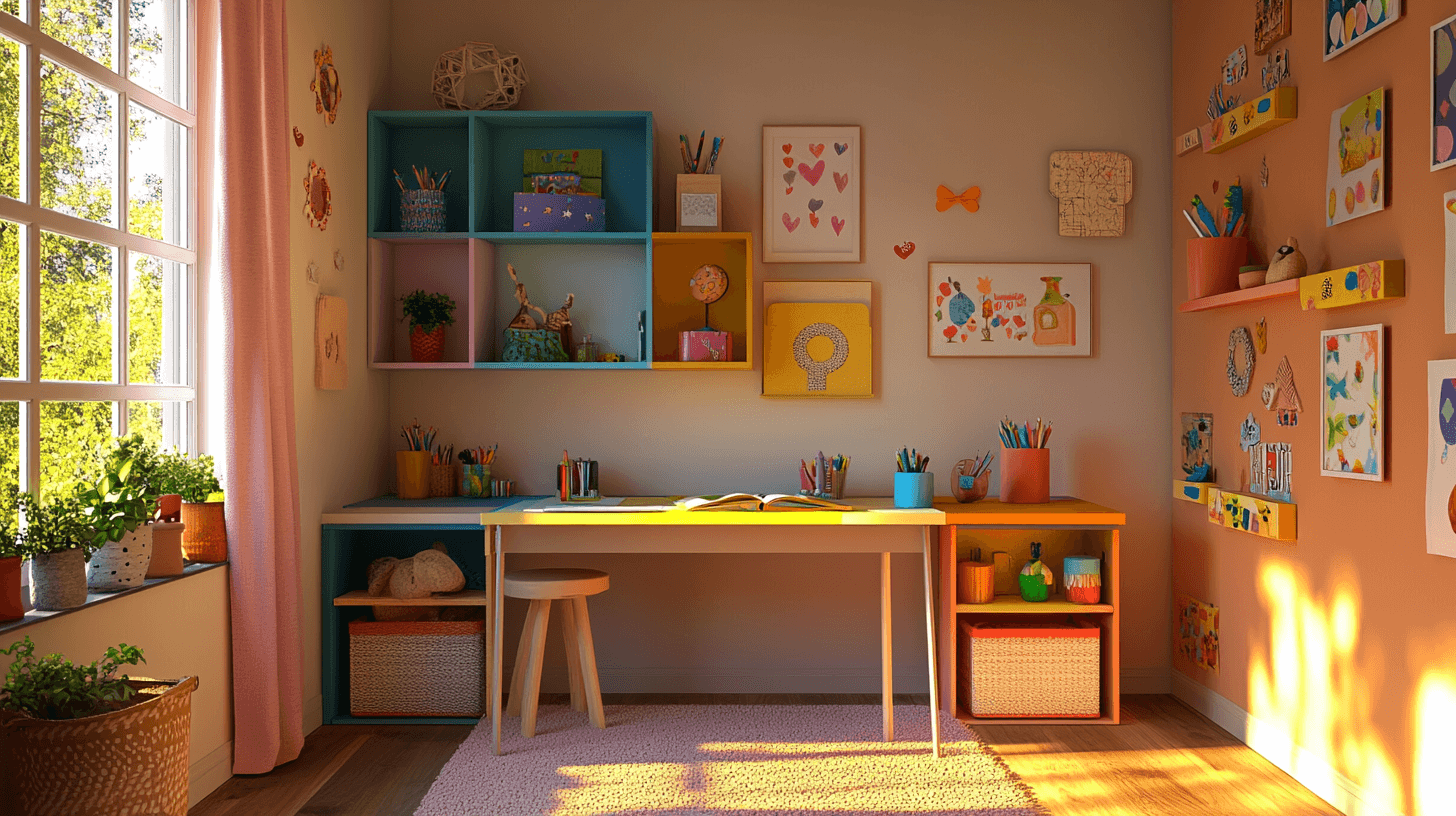 Children's room with integrated learning area: Combining function and fun