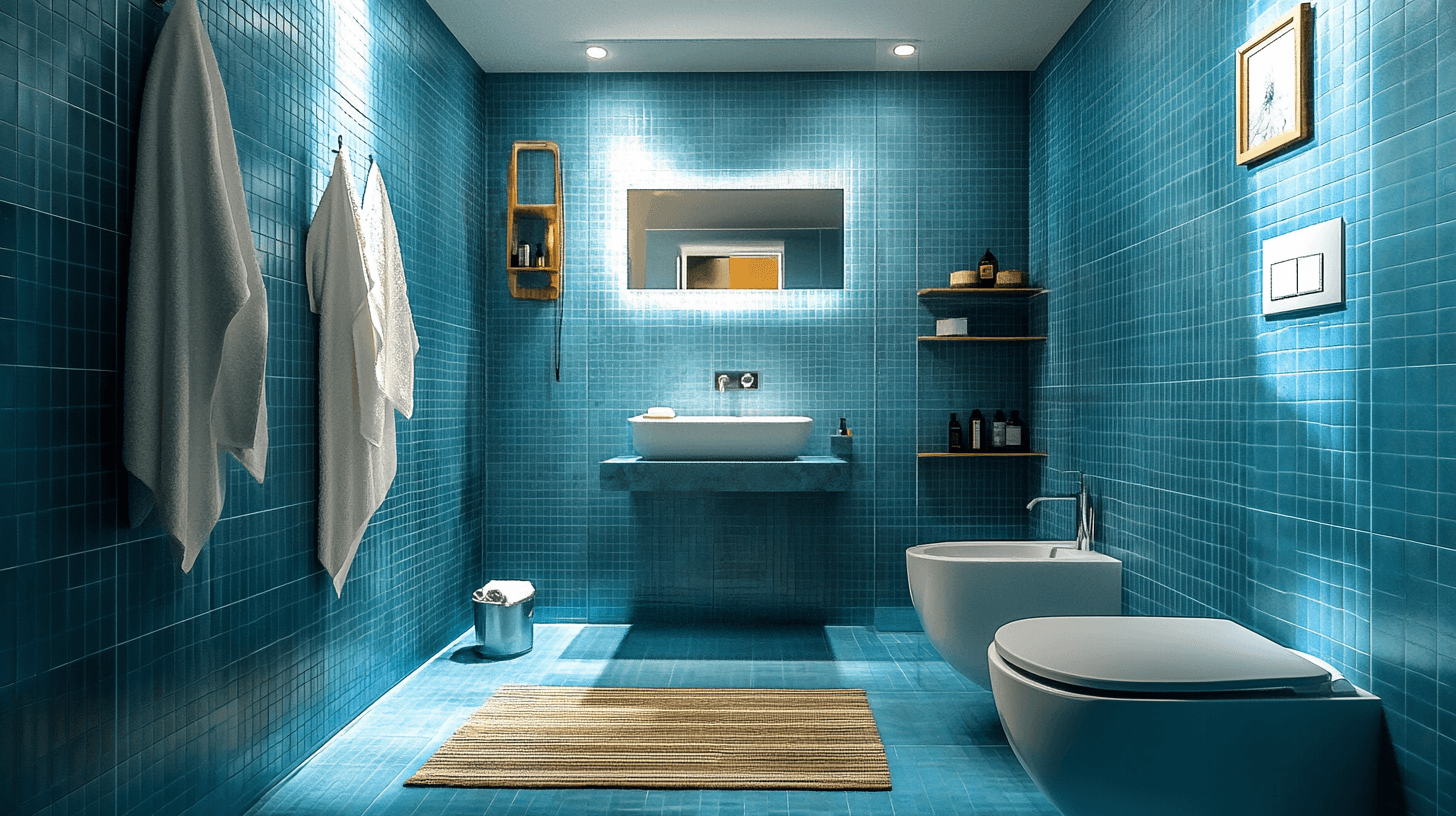 The effect of blue in the bathroom