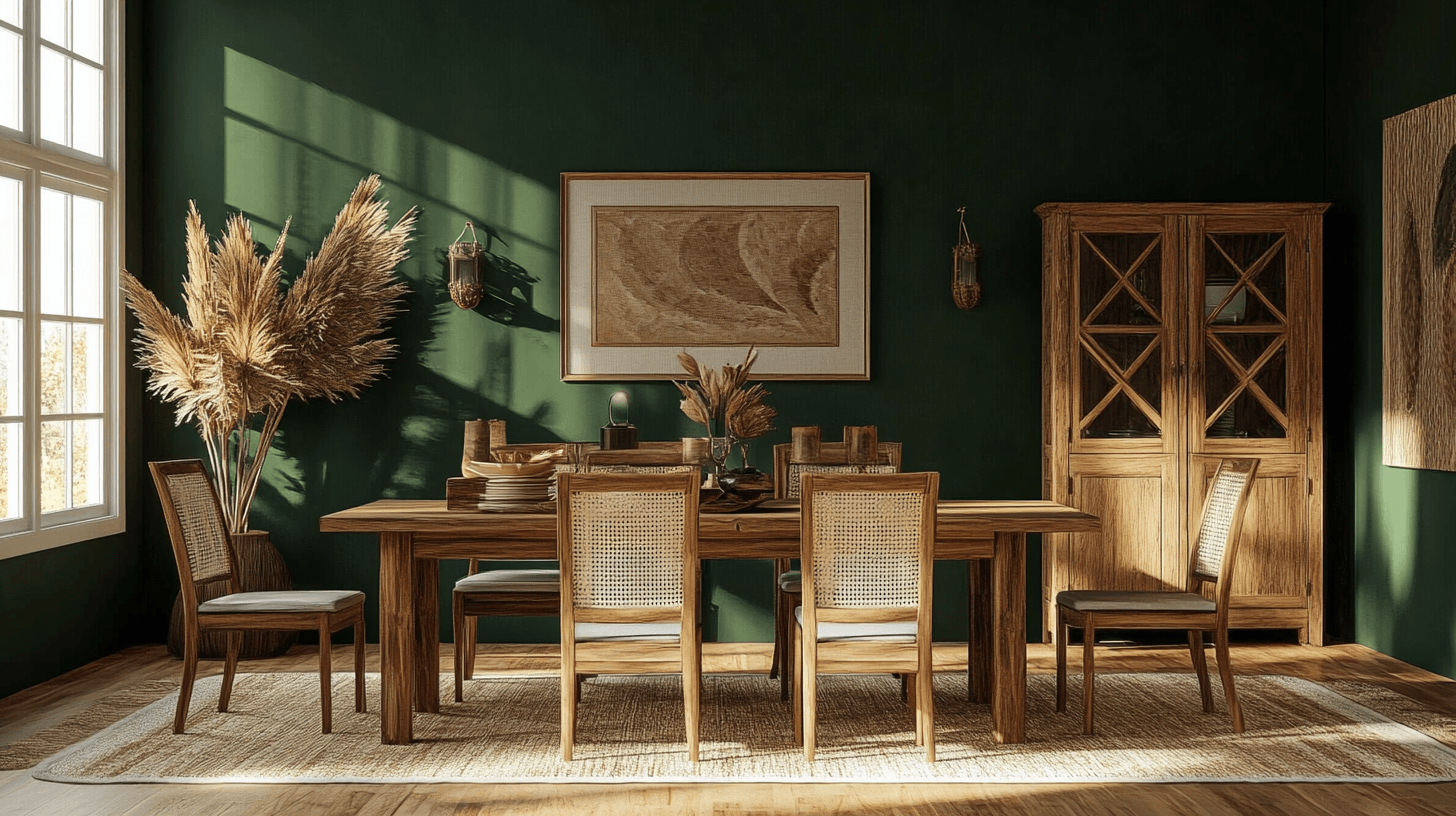 Deep Green in the Dining Room: Connection to Nature and Elegance