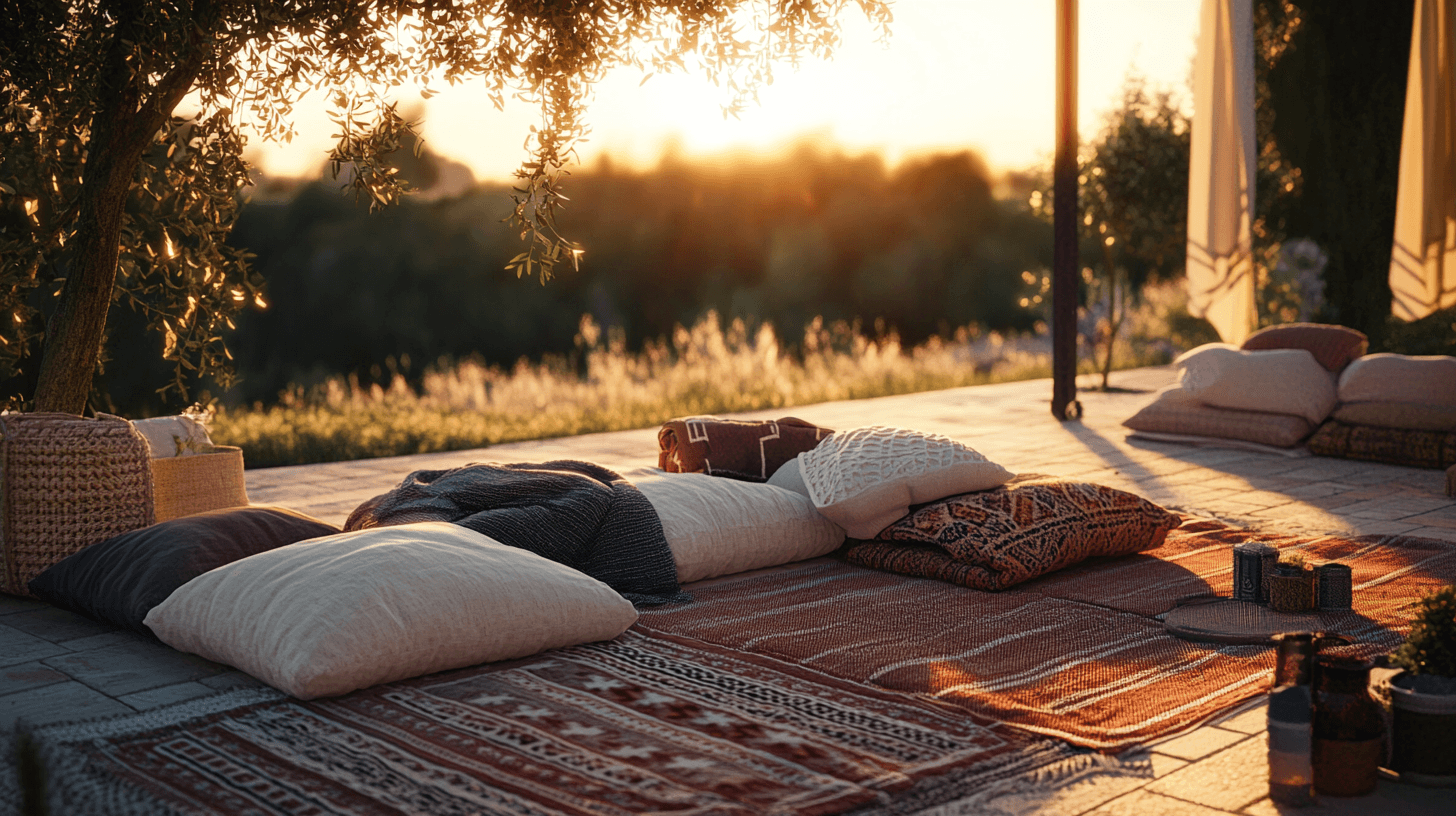 Cozy blankets and pillows for mild summer evenings