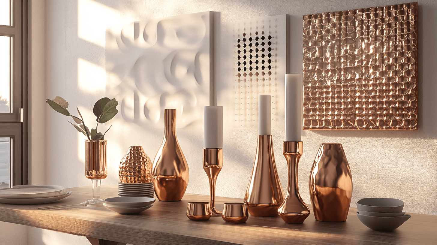 Decorative copper accents for the dining room