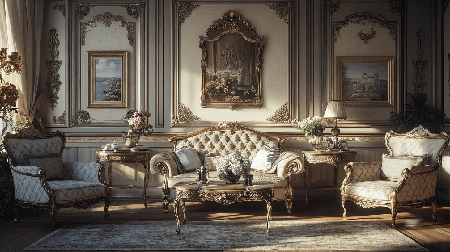 Living styles in vintage glam design