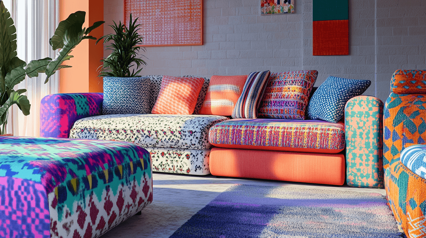 Furniture in maximalist boho style