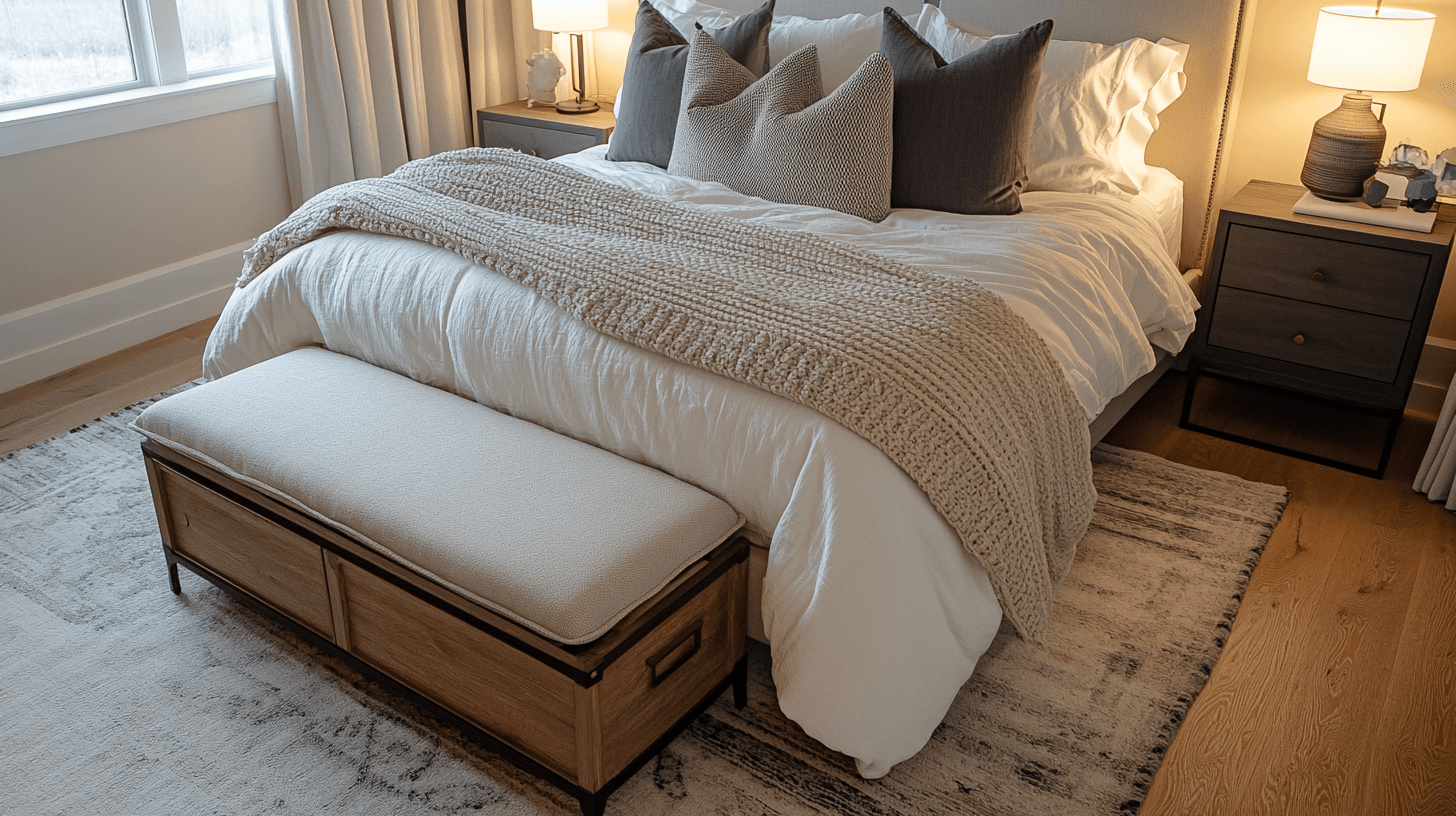Benches with storage in the bedroom