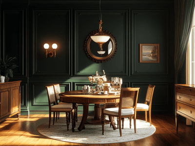 Dark green in the dining room: Combining elegance and nature