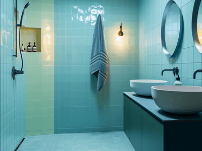 Color design in the bathroom: Freshness through blue and green tones