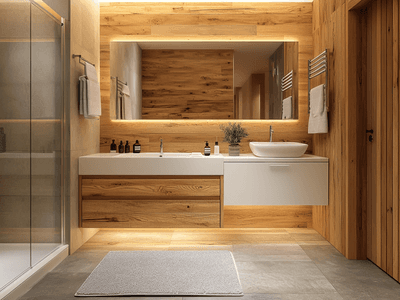Bathroom with Wooden Elements: Naturalness and Wellness