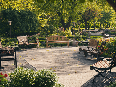 Seating options in the garden: benches, chairs, and more