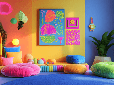 Creatively design white walls: Add accents with colors