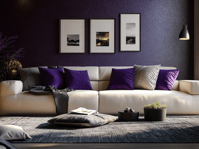 Violet accents in the living room: Elegant and stylish