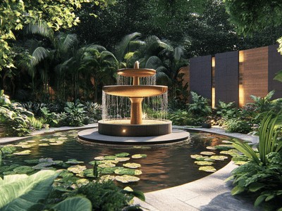 Water features in the garden: Modern fountains and ponds