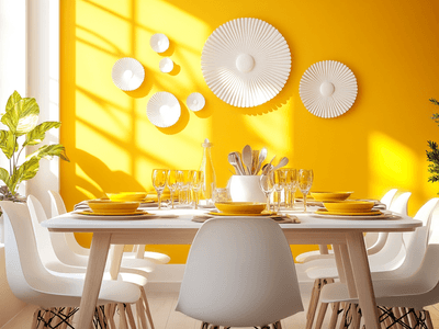 Sun yellow in the dining room: warmth and cheerfulness