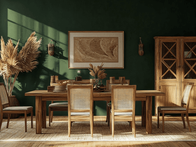 Deep Green in the Dining Room: Connection to Nature and Elegance